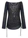 Top tattoo print long sleeve Gothic