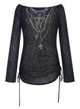 Top tattoo print long sleeve Gothic
