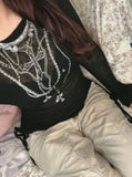 Top tattoo print long sleeve Gothic