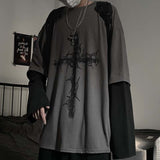 Goth Style Tshirt Long Sleeve Oversized METALLINE MATHERS