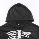 Gothic Skull Printing Crop Sweatshirts METALLINE MATHERS