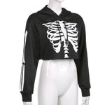 Gothic Skull Printing Crop Sweatshirts METALLINE MATHERS