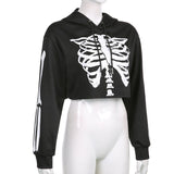 Gothic Skull Printing Crop Sweatshirts METALLINE MATHERS