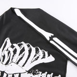 Gothic Skull Printing Crop Sweatshirts METALLINE MATHERS