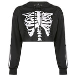 Gothic Skull Printing Crop Sweatshirts METALLINE MATHERS