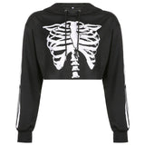 Gothic Skull Printing Crop Sweatshirts METALLINE MATHERS
