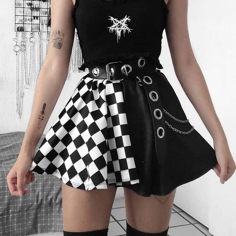 Mini Skirt Patchwork Grunge METALLINE MATHERS