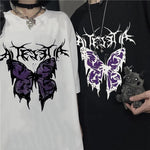 Oversized T-Shirt Unisex Punk Butterfly METALLINE MATHERS